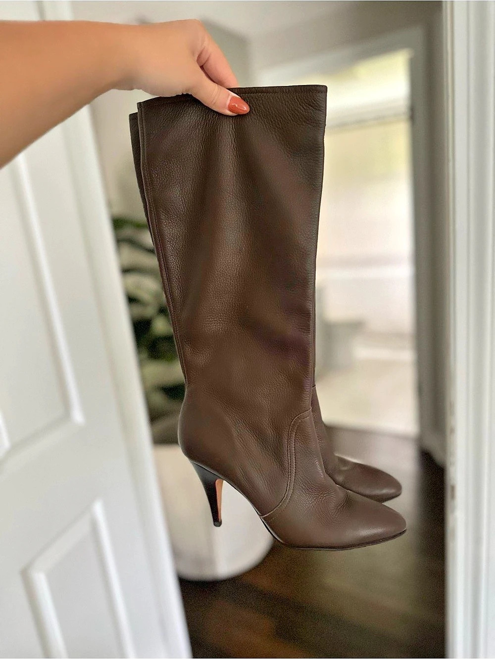 Anne Klein Brown under-the-Knee Heeled Boots Like New, Never worn